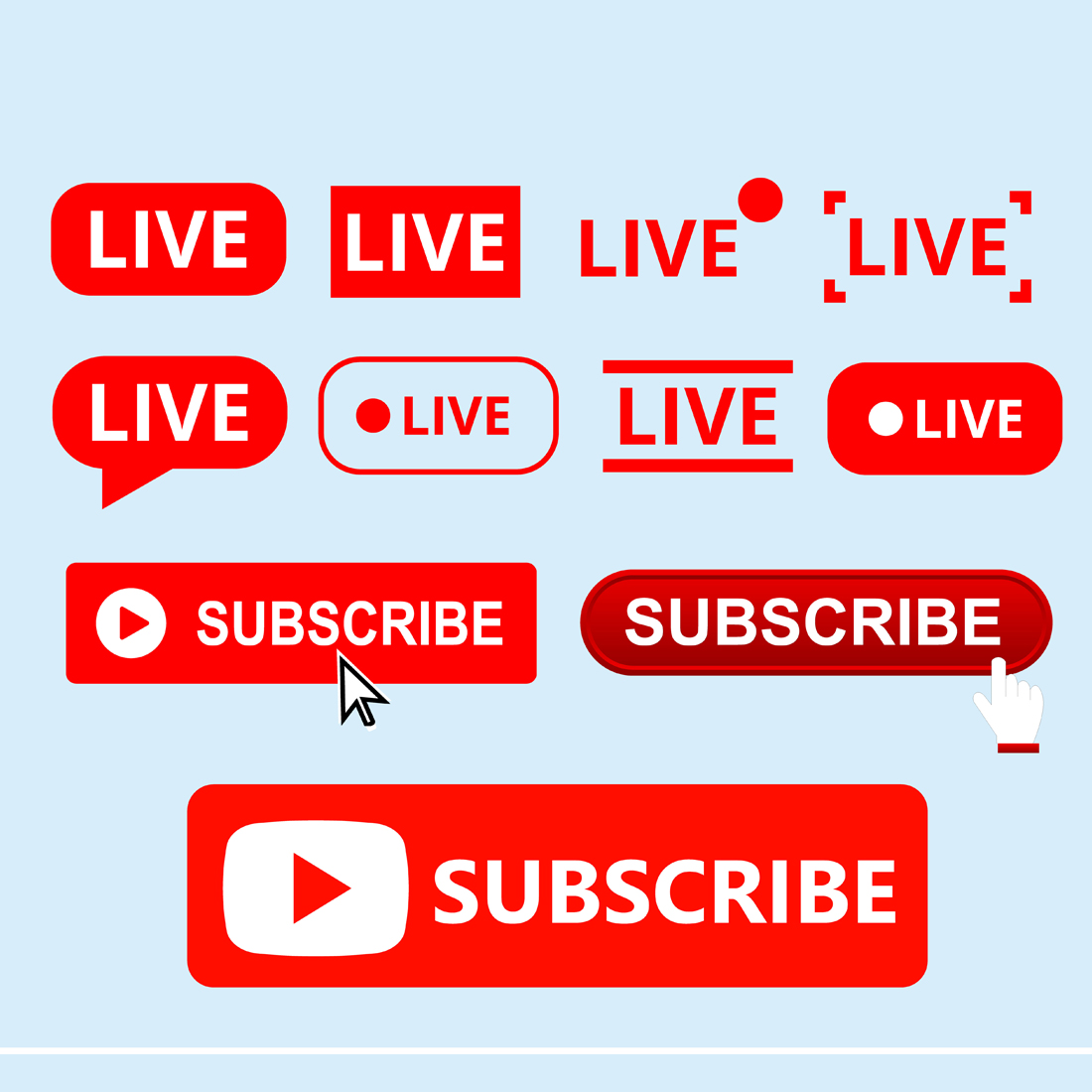 YouTube Live Subscribe Vector Set cover image.