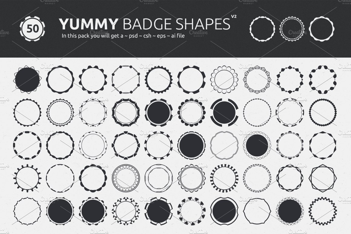 Yummy Badge Shapes V2cover image.