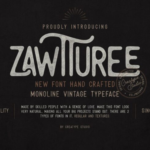 Zawturee Vintage Business Font cover image.