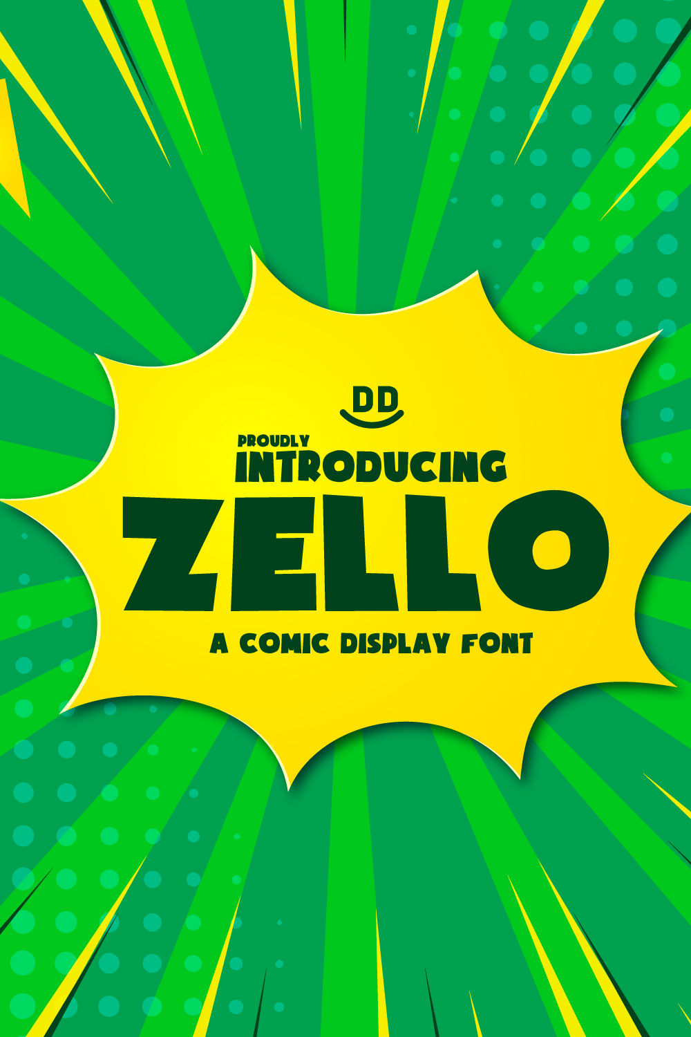 Zello comic display font pinterest preview image.