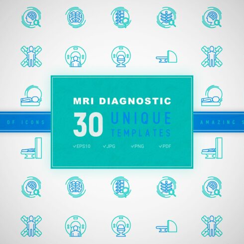 MRI Diagnostic Icons Set | Concept cover image.