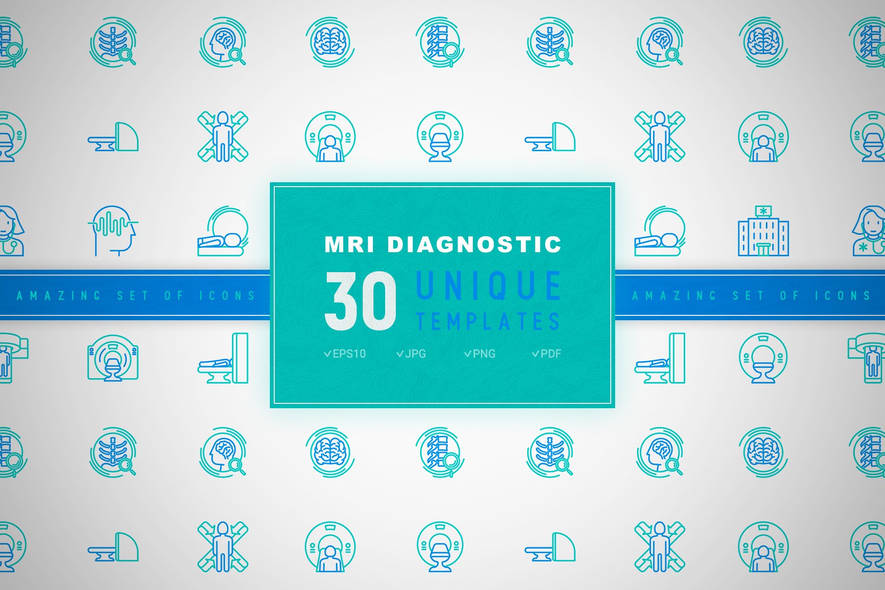 MRI Diagnostic Icons Set | Concept cover image.