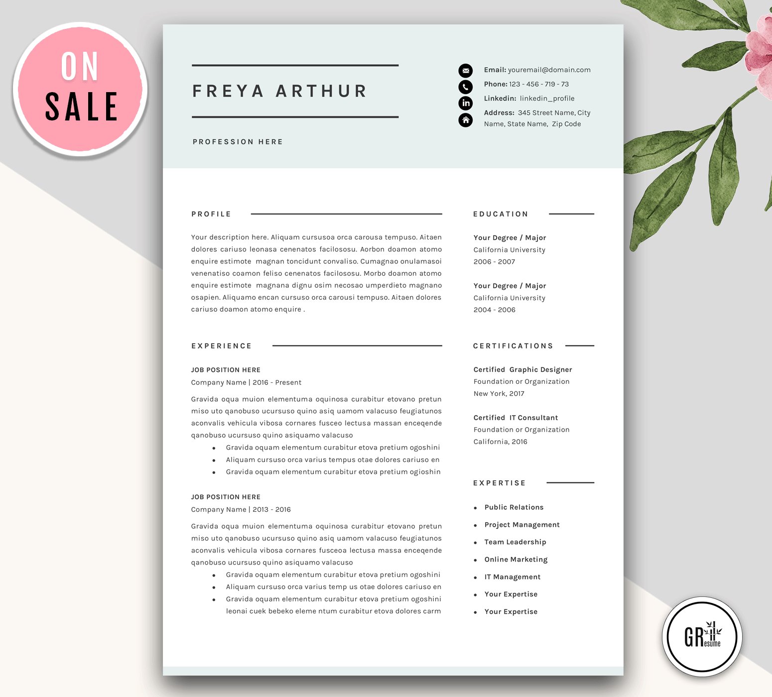 Professional CV Resume Templates cover image.