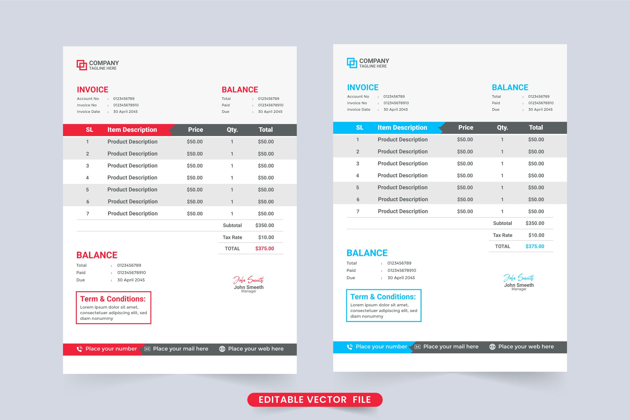 Simple invoice decoration vector cover image.