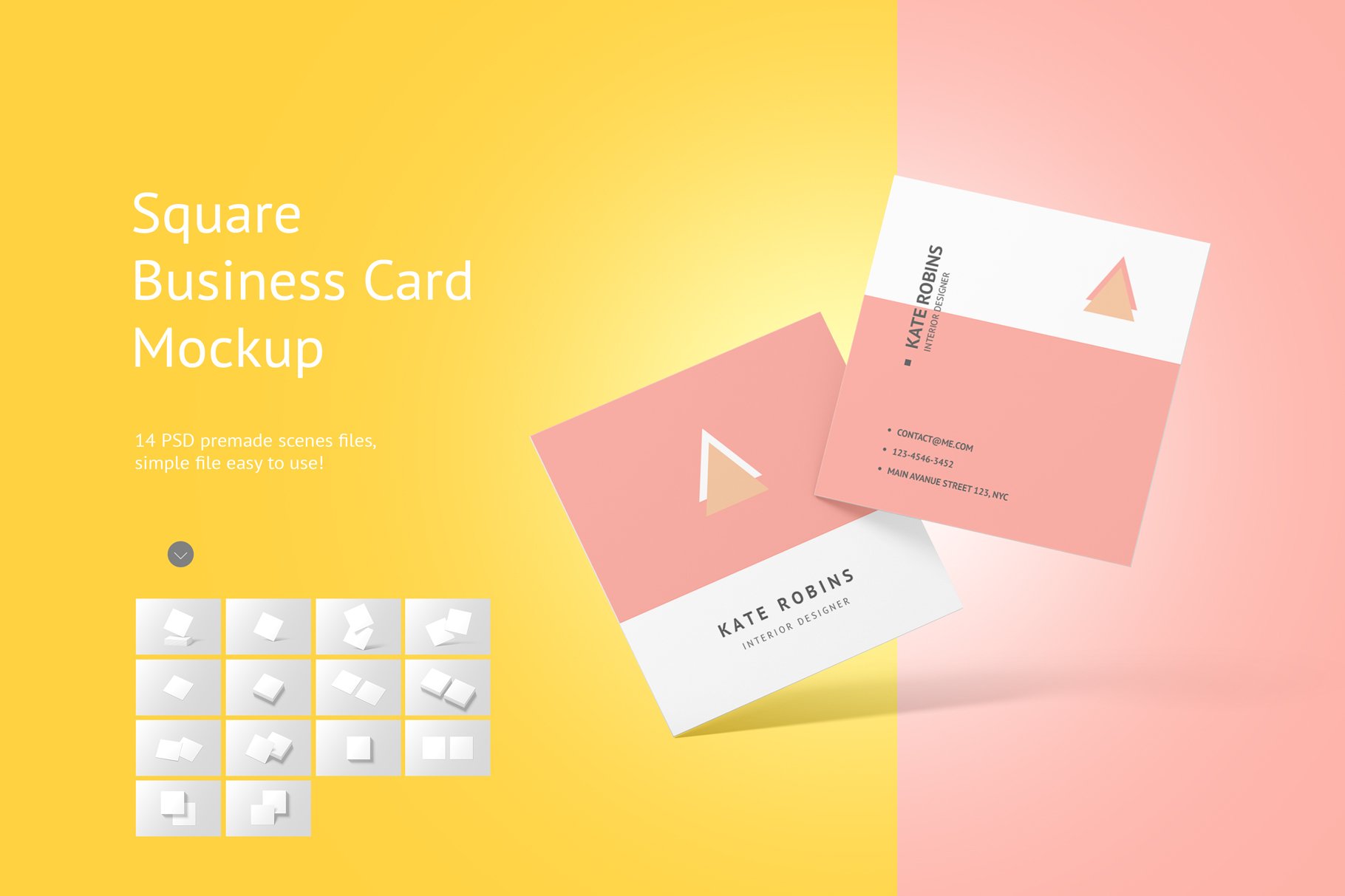 Square Business Card Mockup cover image.