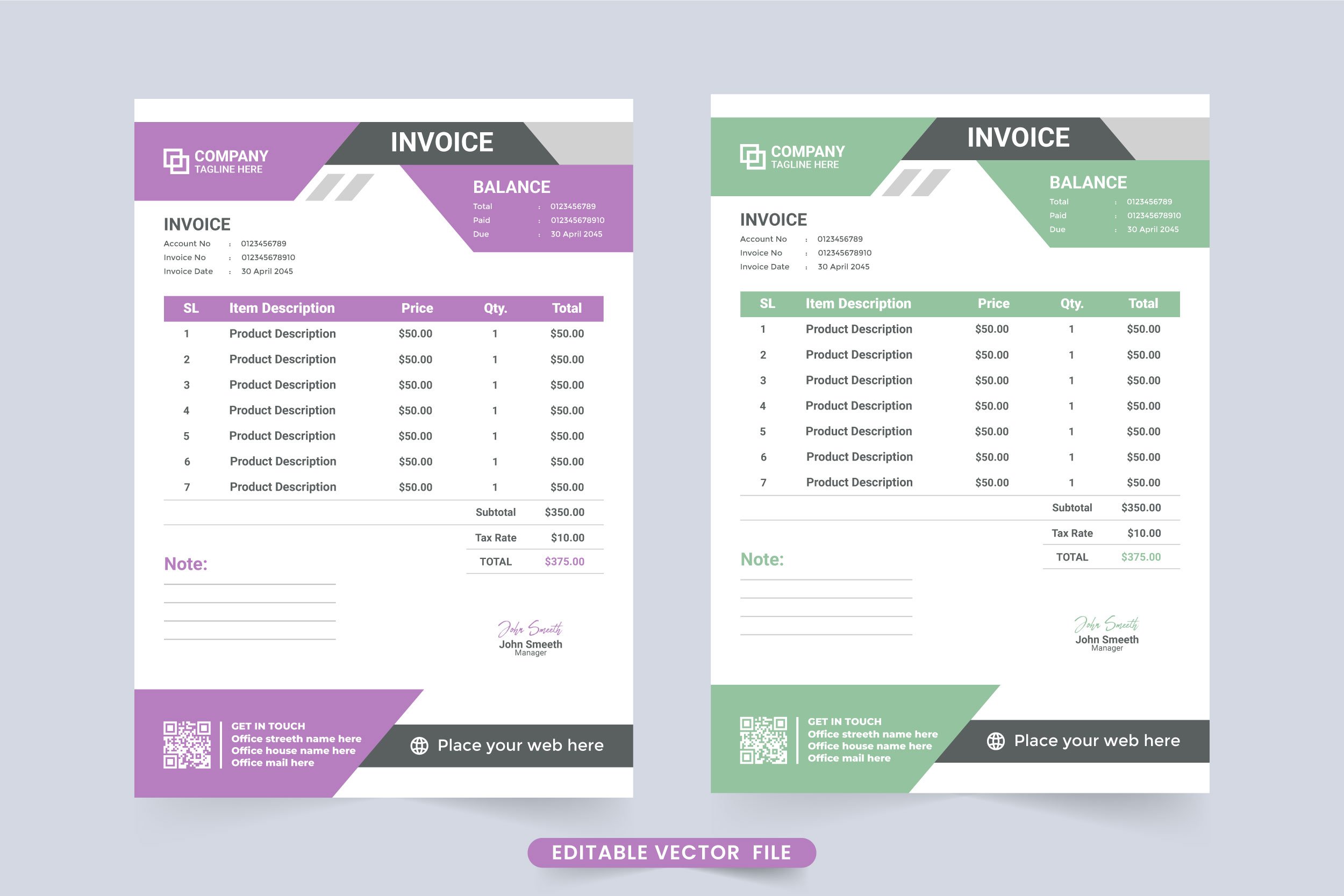 Digital invoice template decoration cover image.