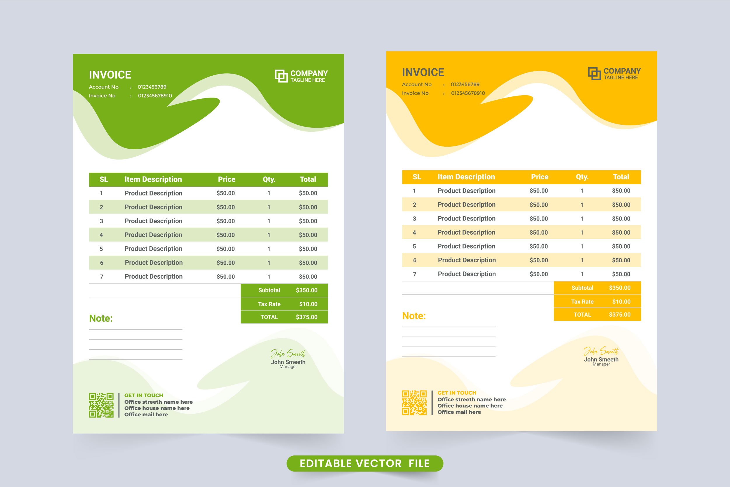 Business invoice template vector cover image.