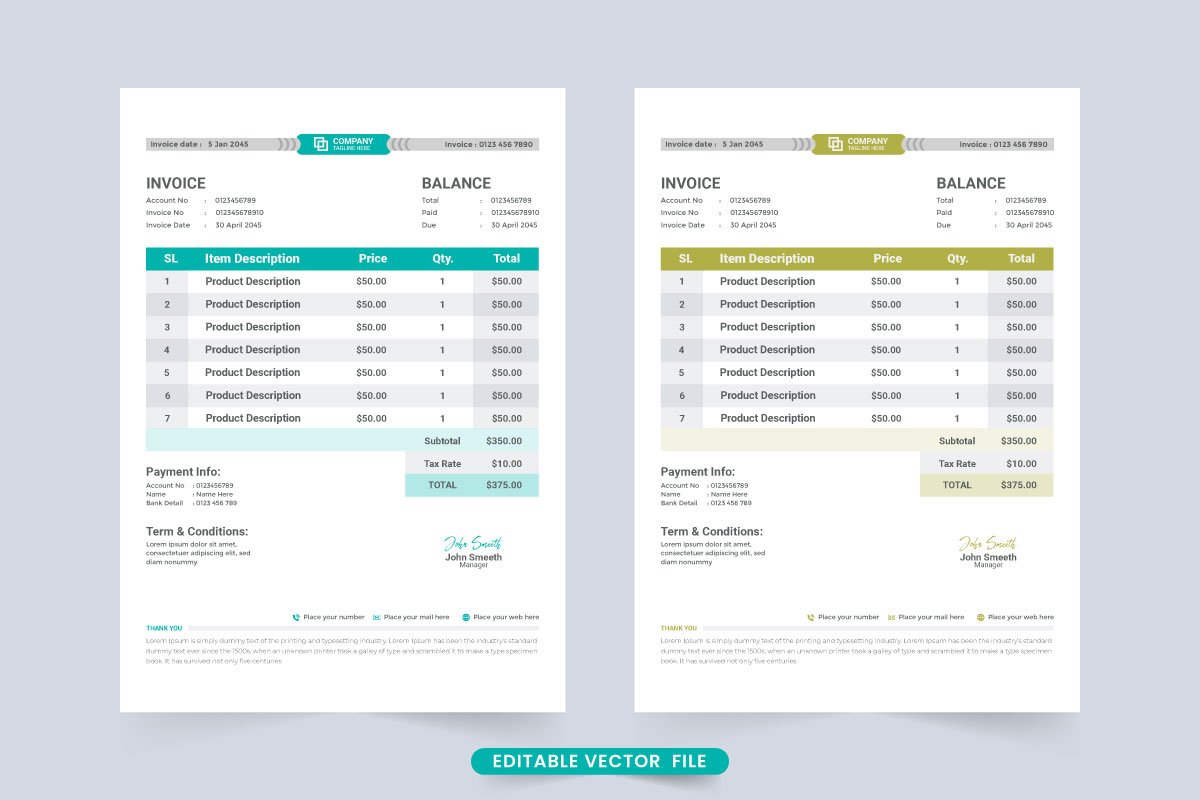 Invoice template for business bill cover image.