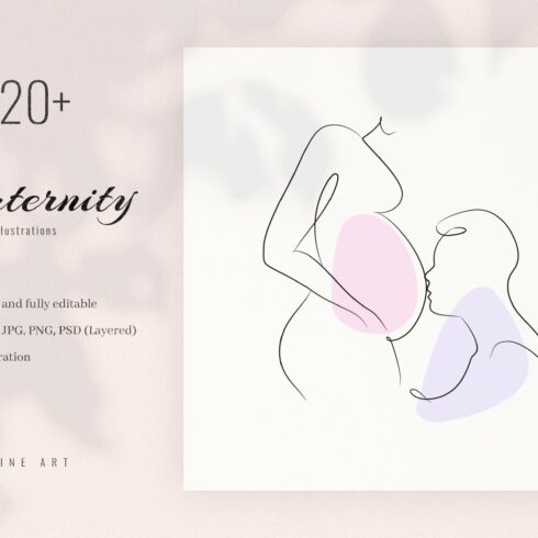 Maternity 20+ Line Art Illustrations cover image.