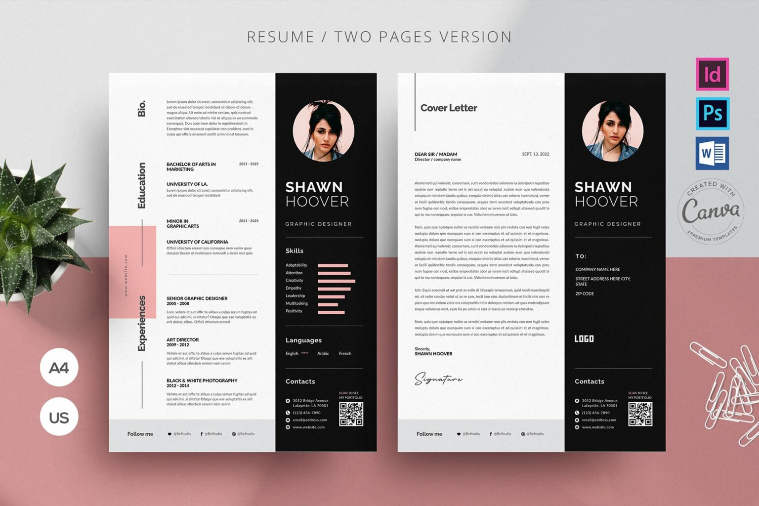 Resume Template | DOCX, PSD, INDD - MasterBundles