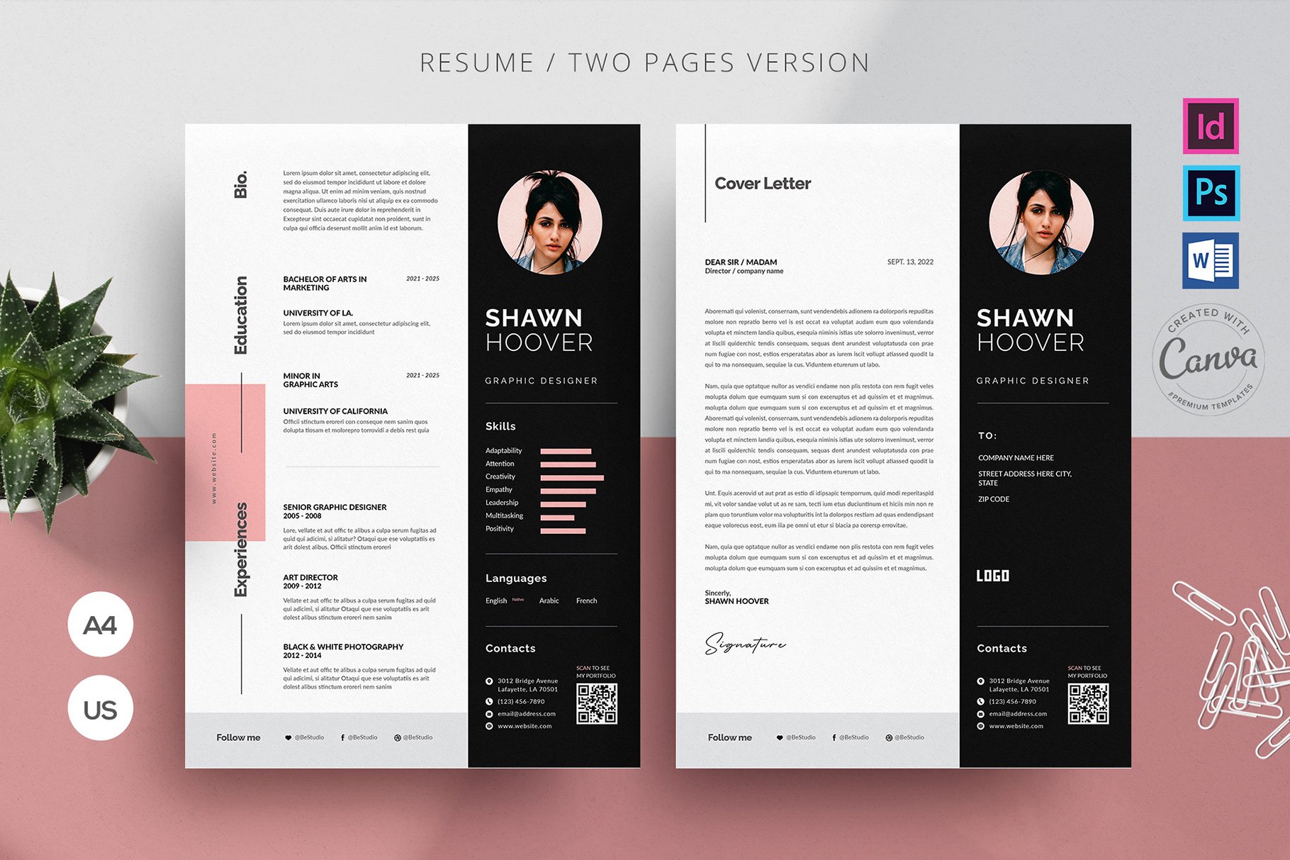 Resume Template | DOCX, PSD, INDD cover image.