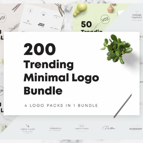 200 Trending Minimal Logo Bundle cover image.