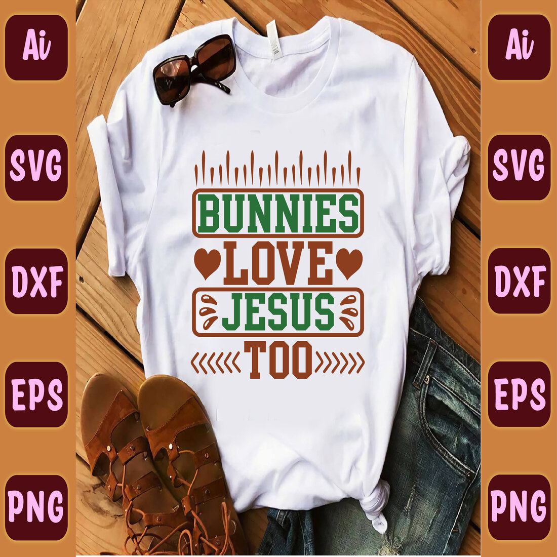 T - shirt that says bunnies love jesus too.