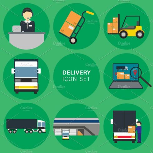 Cargo delivery icon set cover image.
