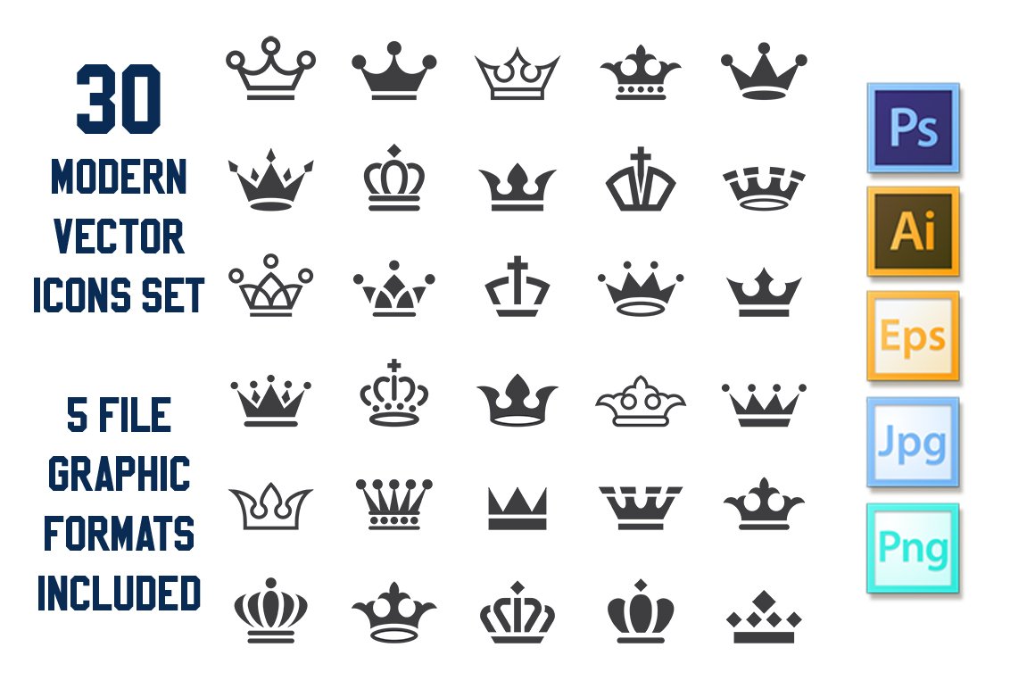 Vector Crown Icons Big Set cover image.