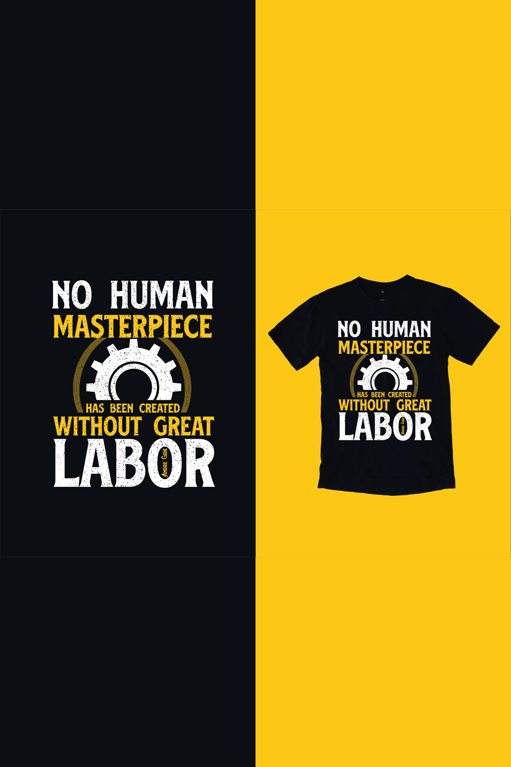 Labor Day, international labor day, typography T-shirt Design pinterest preview image.