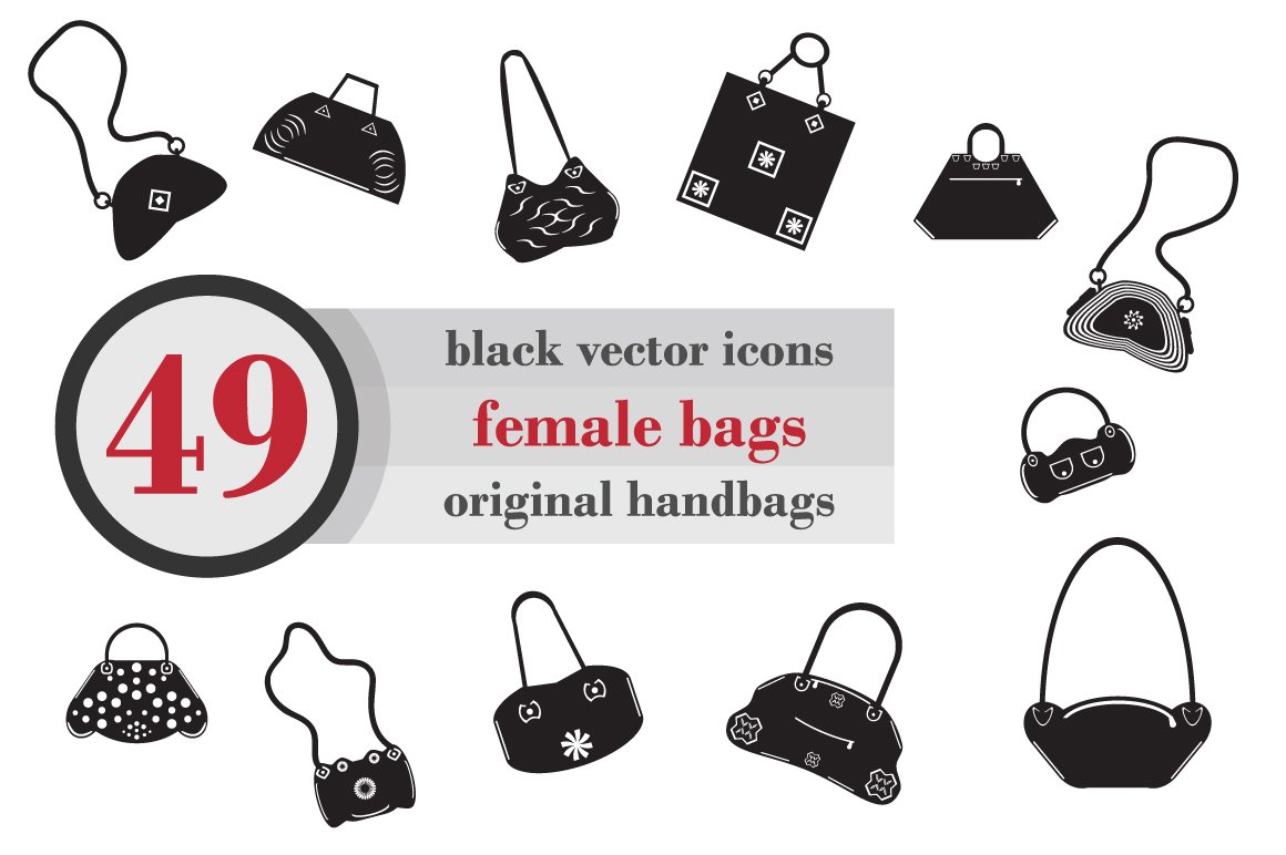Black icons female bags cover image.