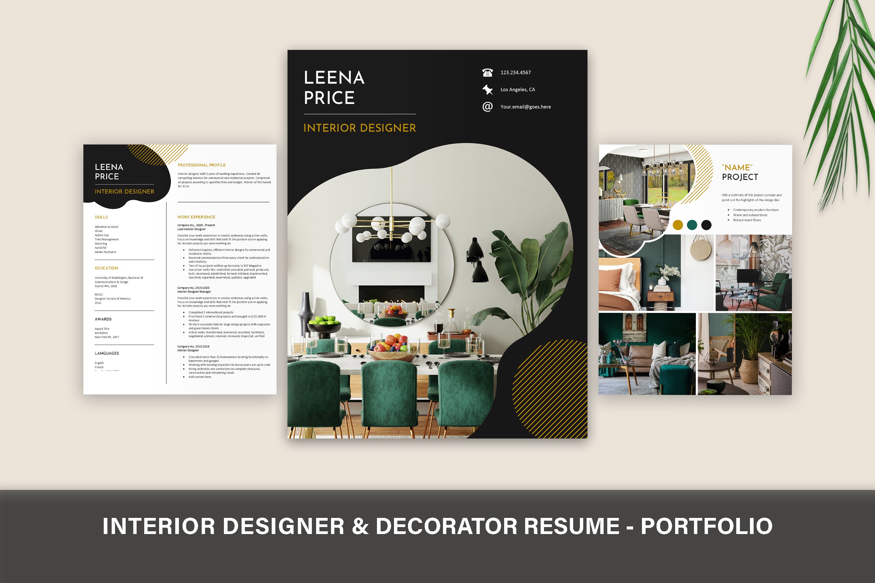 Interior Designer Resume - Portfolio cover image.
