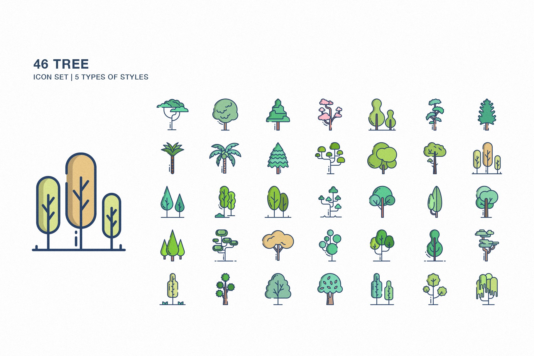 Tree icon set cover image.