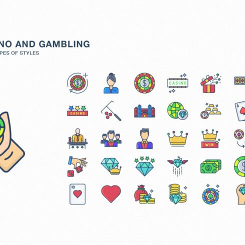 Casino and gambling icon set cover image.