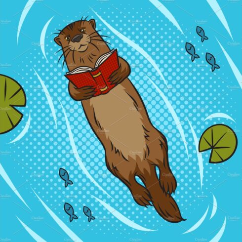 otter swims and reads book cover image.