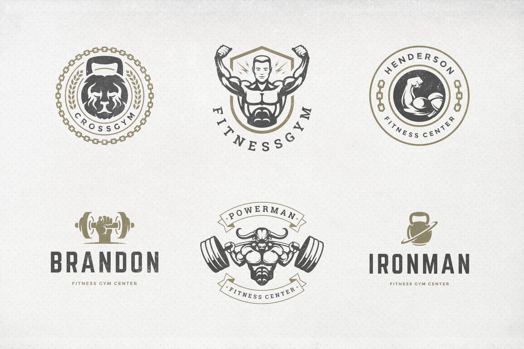 Retro Fitness & Gym Logos Set preview image.