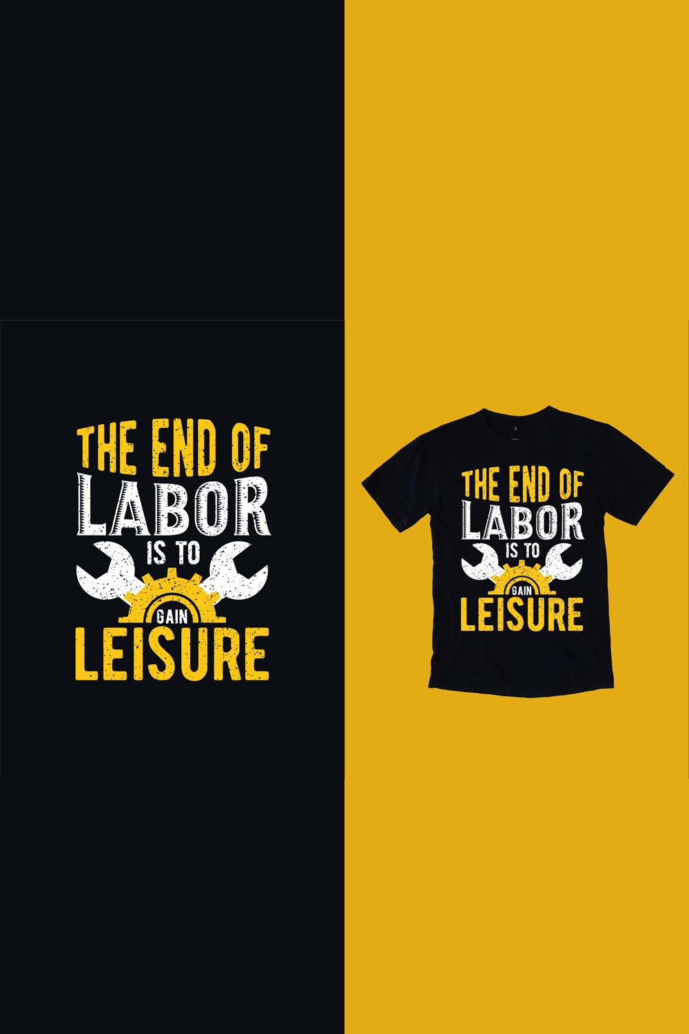 Labor Day, international labor day, typography T-shirt Design pinterest preview image.