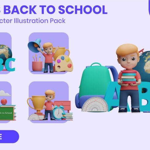 Boys Back to School 3d Character cover image.