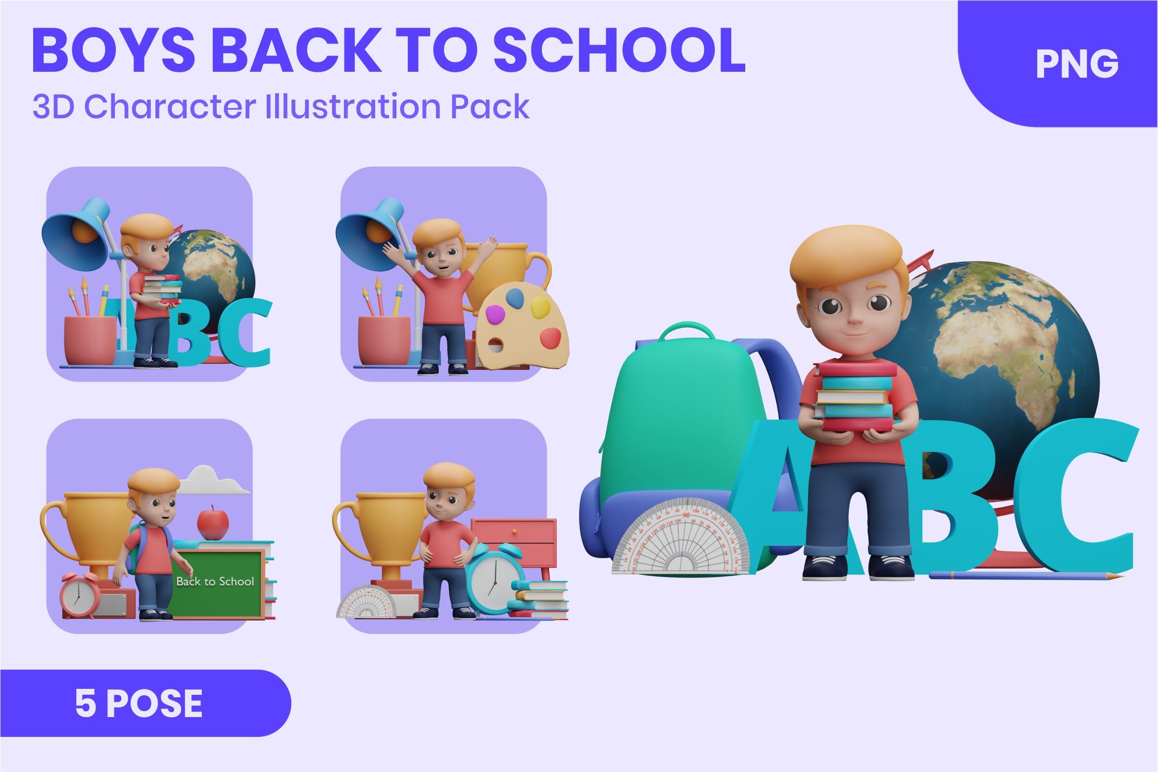 Boys Back to School 3d Character cover image.