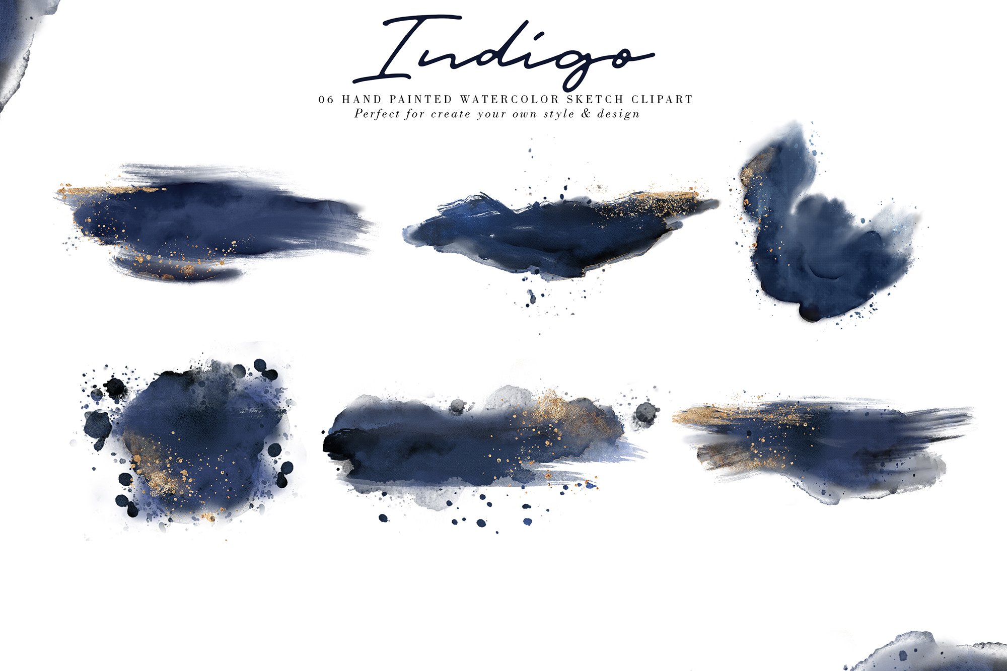 Indigo | Watercolor textures preview image.