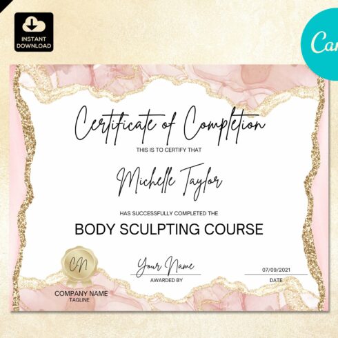 Certificate Canva Template cover image.