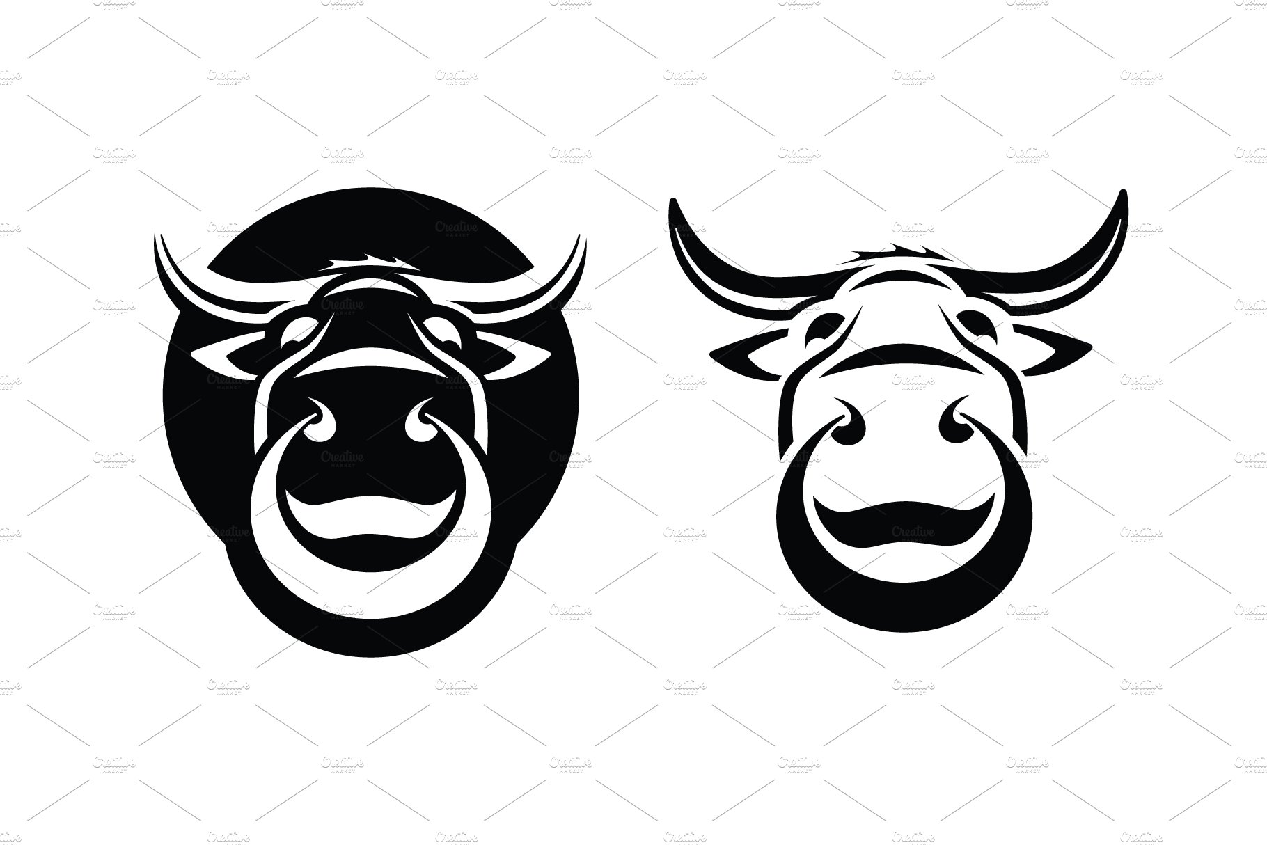 animal icon negative space bull face in circle | Logo Template by  LogoDesign.net