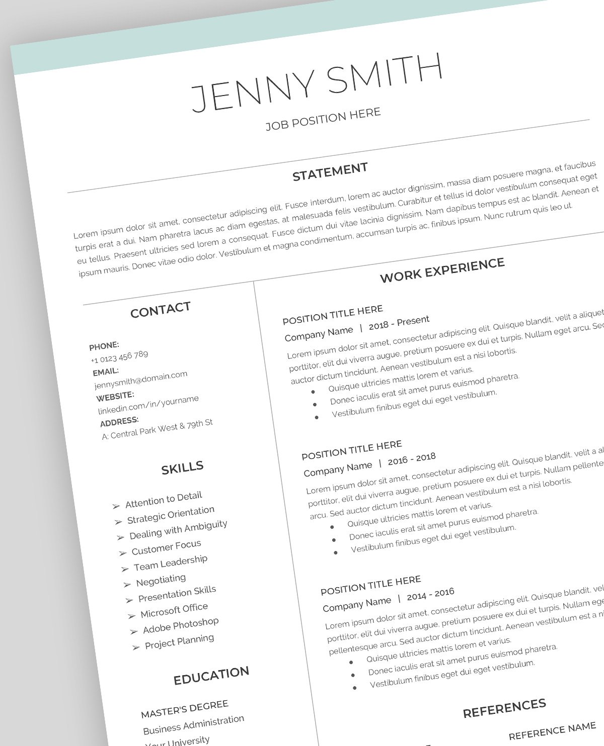 Resume Template, CV, Google Docs preview image.