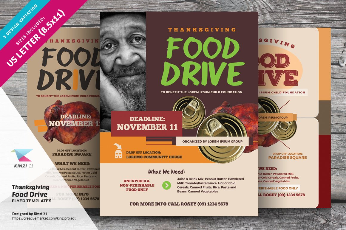 Thanksgiving Food Drive Flyers cover image.