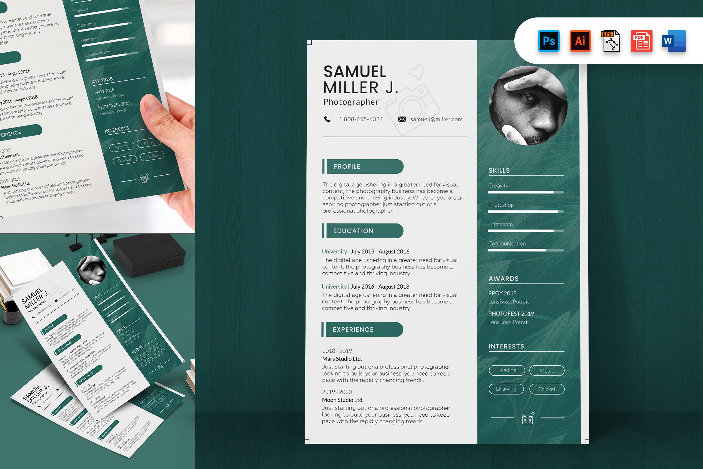 Photographer CV Resume Template cover image.
