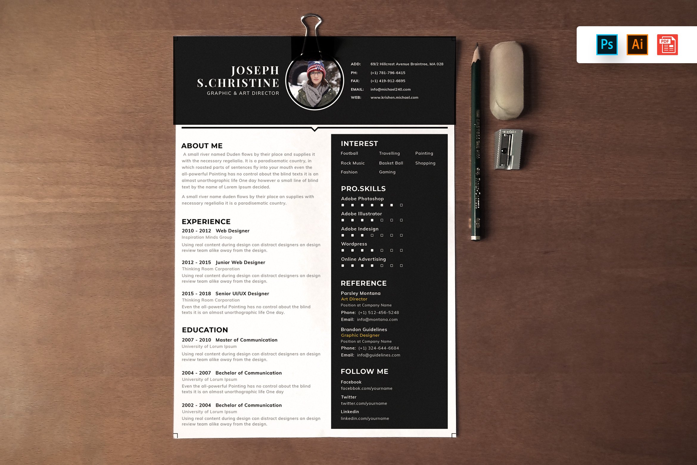 Elegant CV Resume Template cover image.