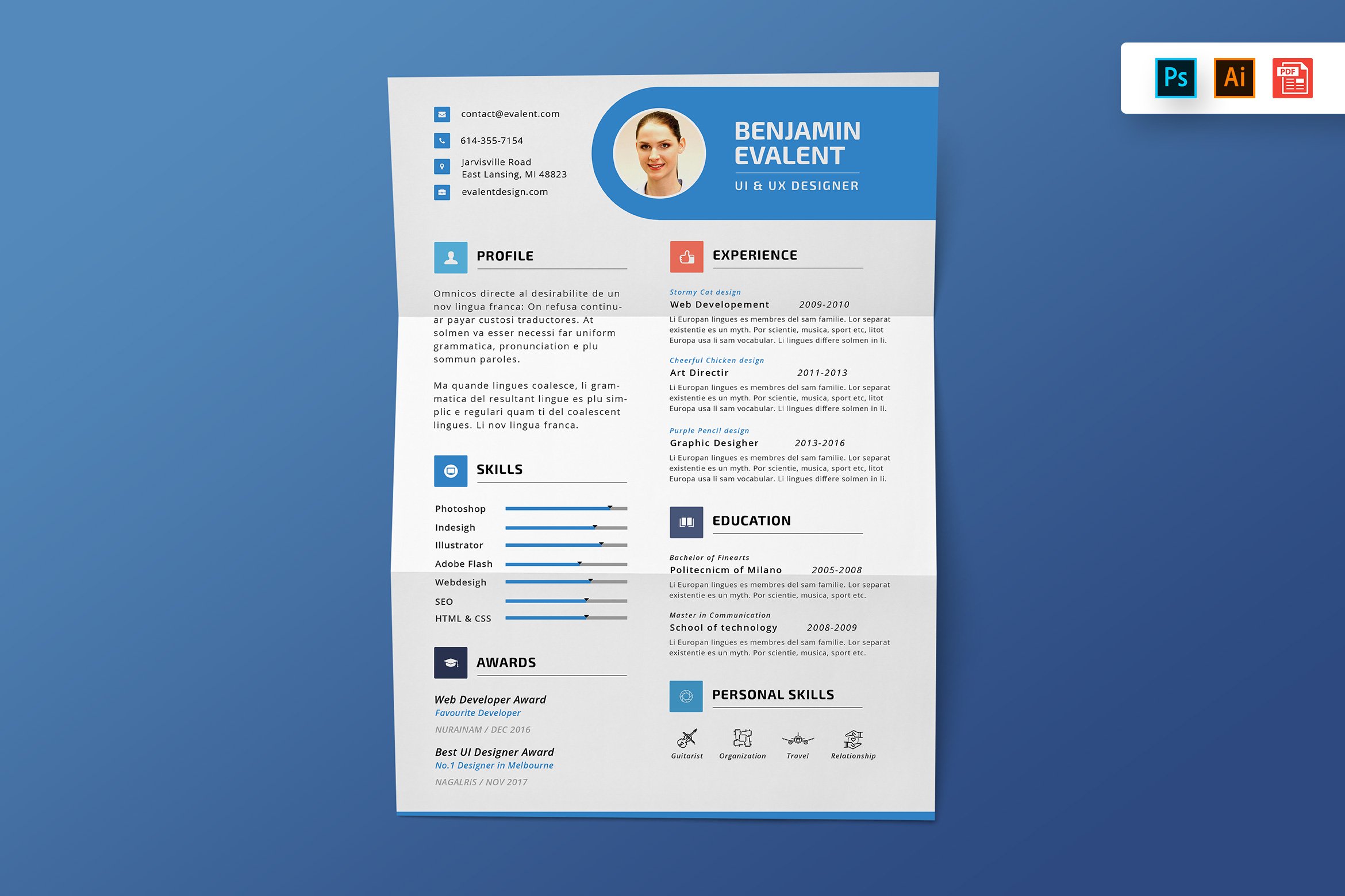 Minimalist CV Resume Template cover image.
