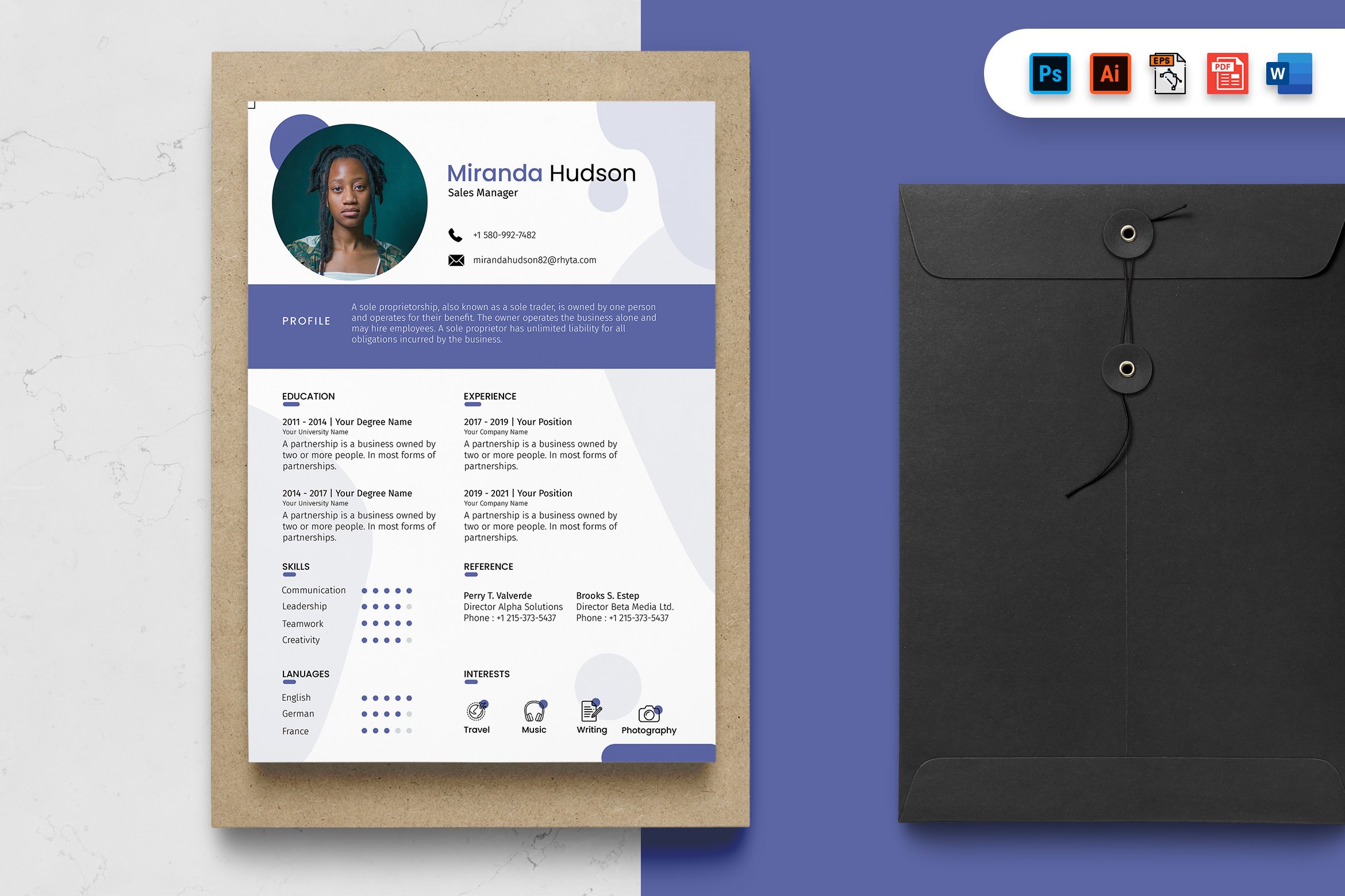 Marketing Manager CV Resume Template cover image.