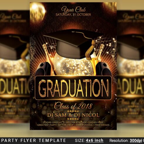 Graduation Party Flyer Template Prom cover image.