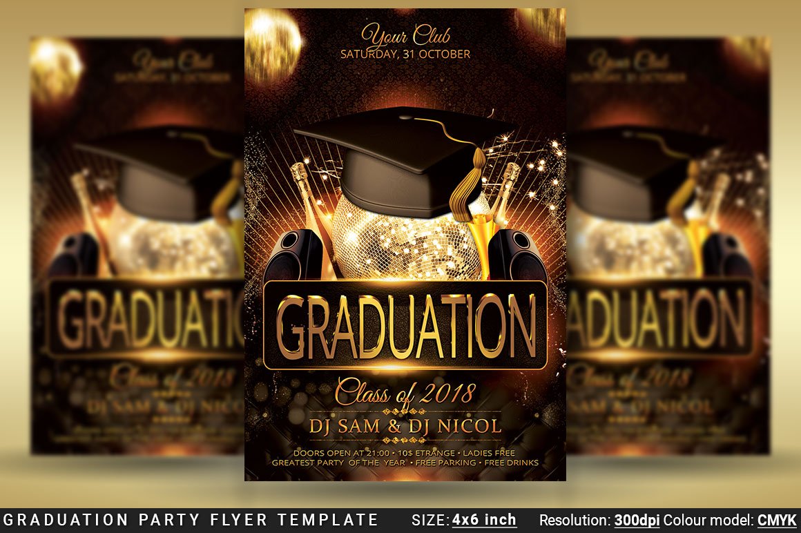 Graduation Party Flyer Template Prom cover image.