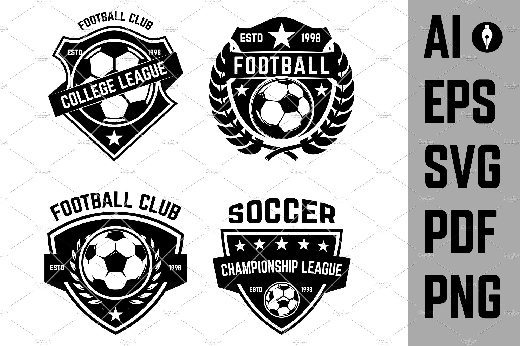 Set of soccer, football emblems. cover image.