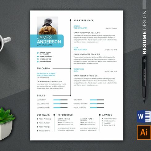 Resume Word Template cover image.