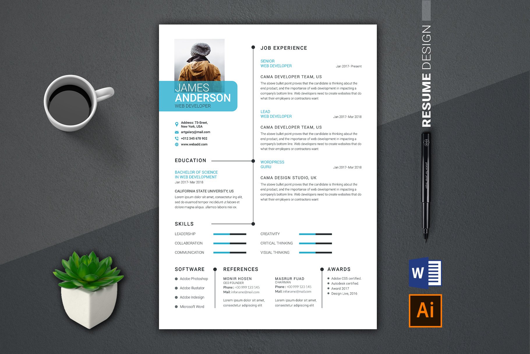 Resume Word Template cover image.
