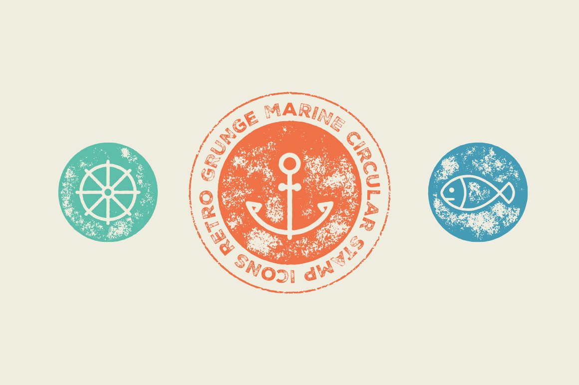 Circular Stamp Marine Vector Icons cover image.
