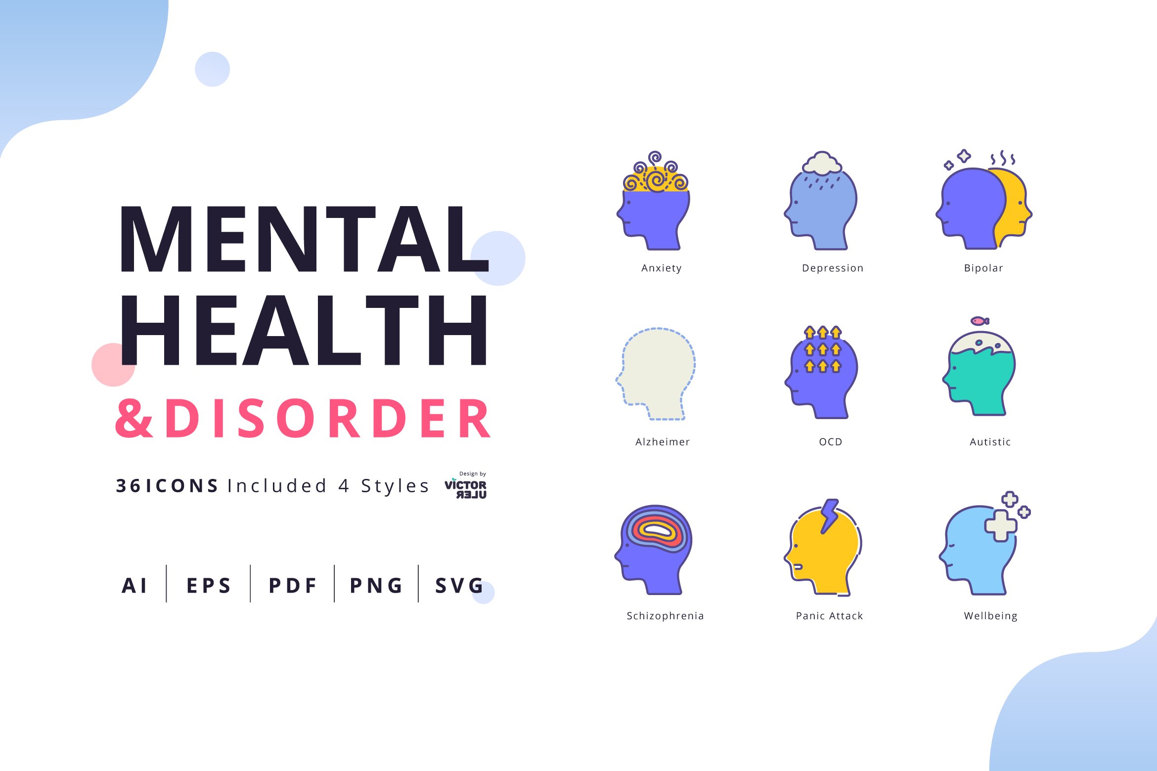 Mental Health&Disorder Icons Pack cover image.