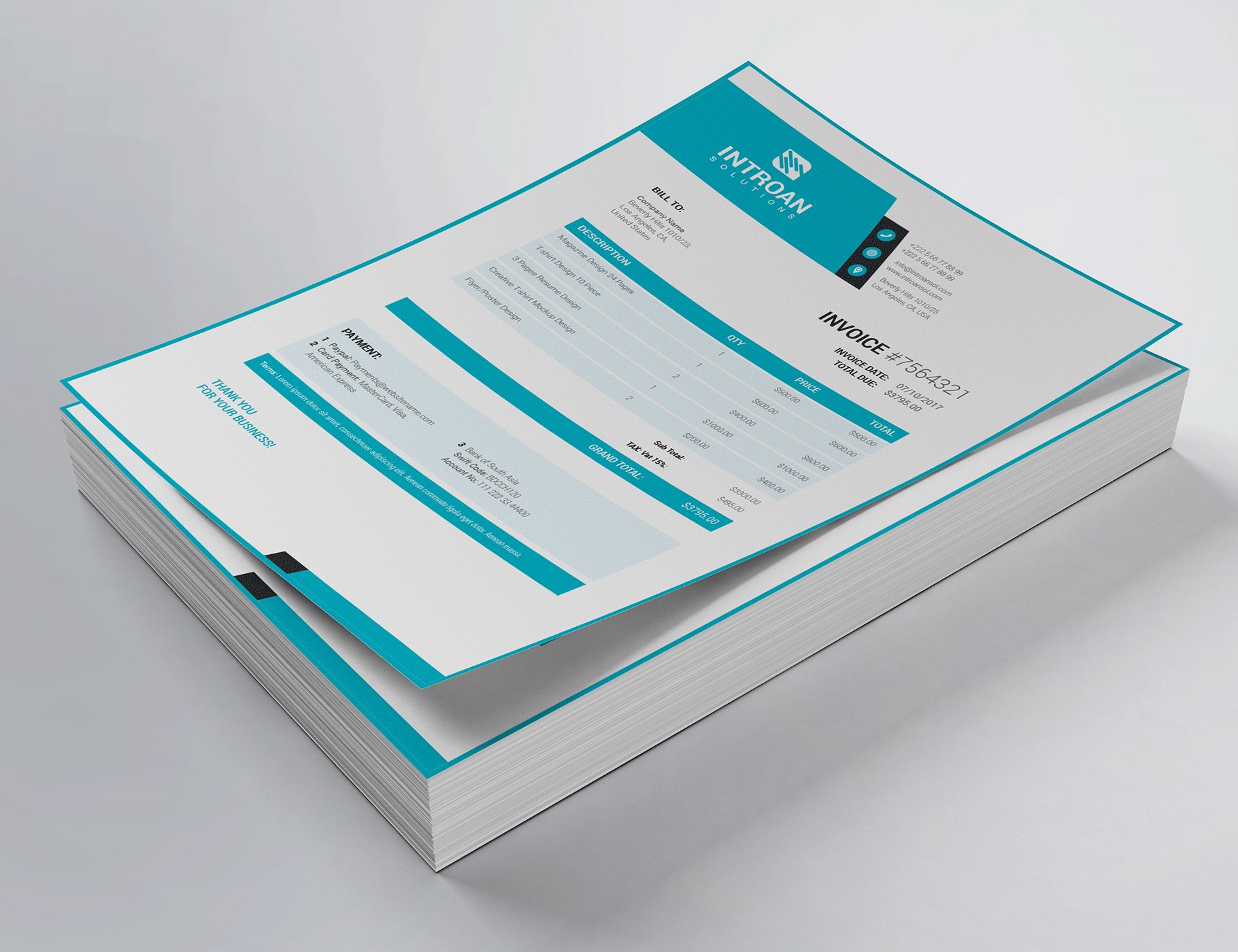 Clean Invoice Template cover image.