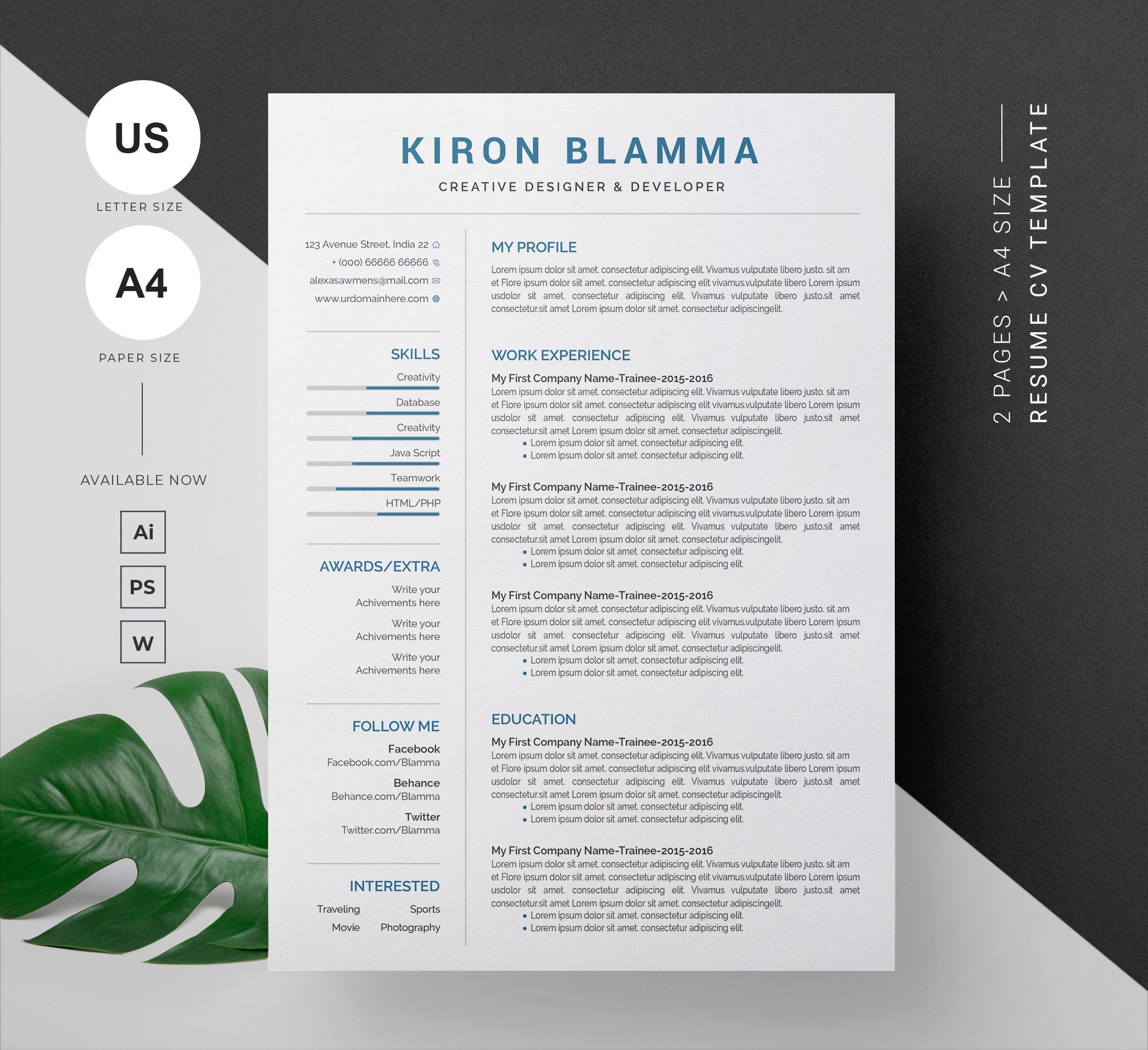 Resume Template & Business Card cover image.