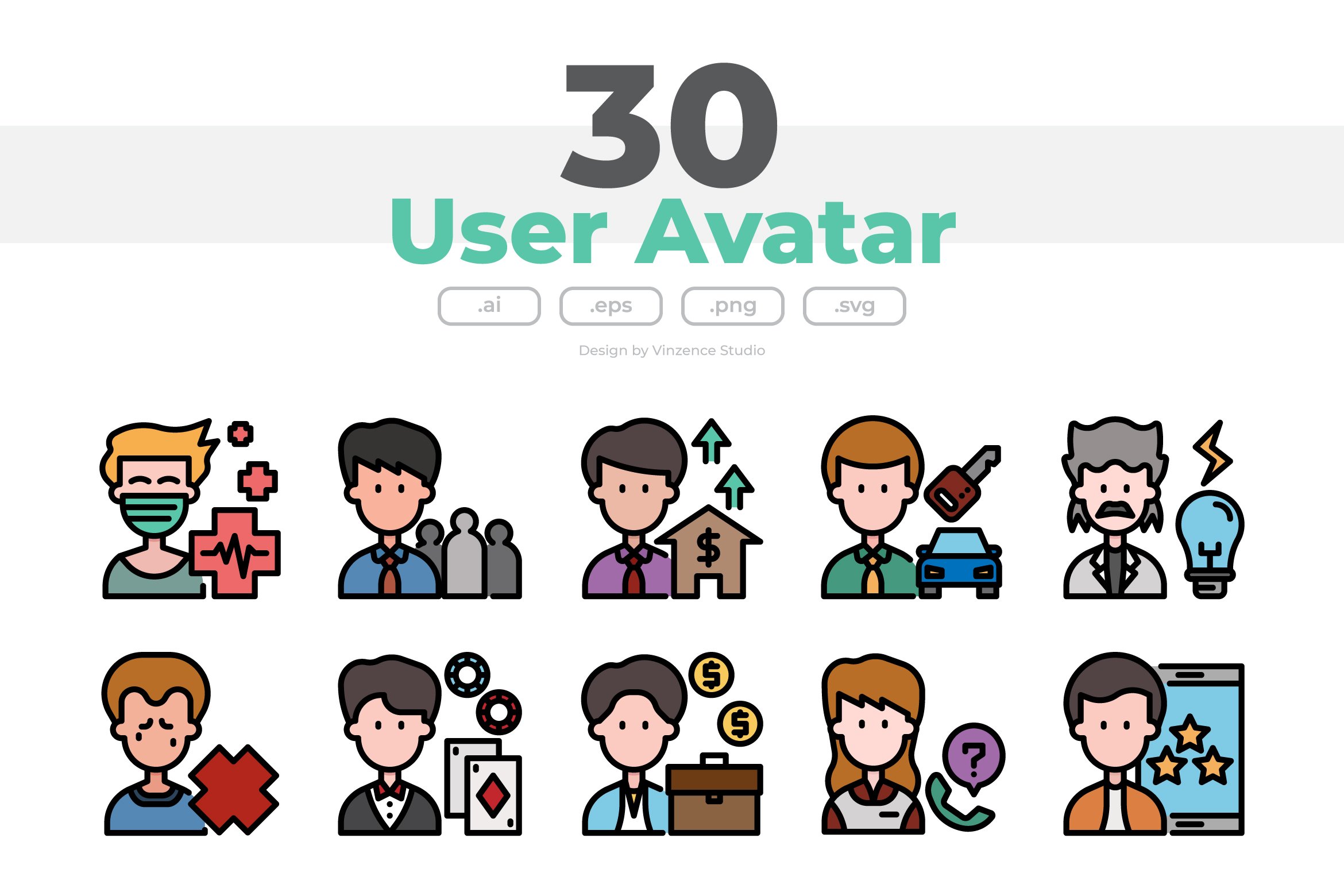 30 User Avatar Icon Sets cover image.