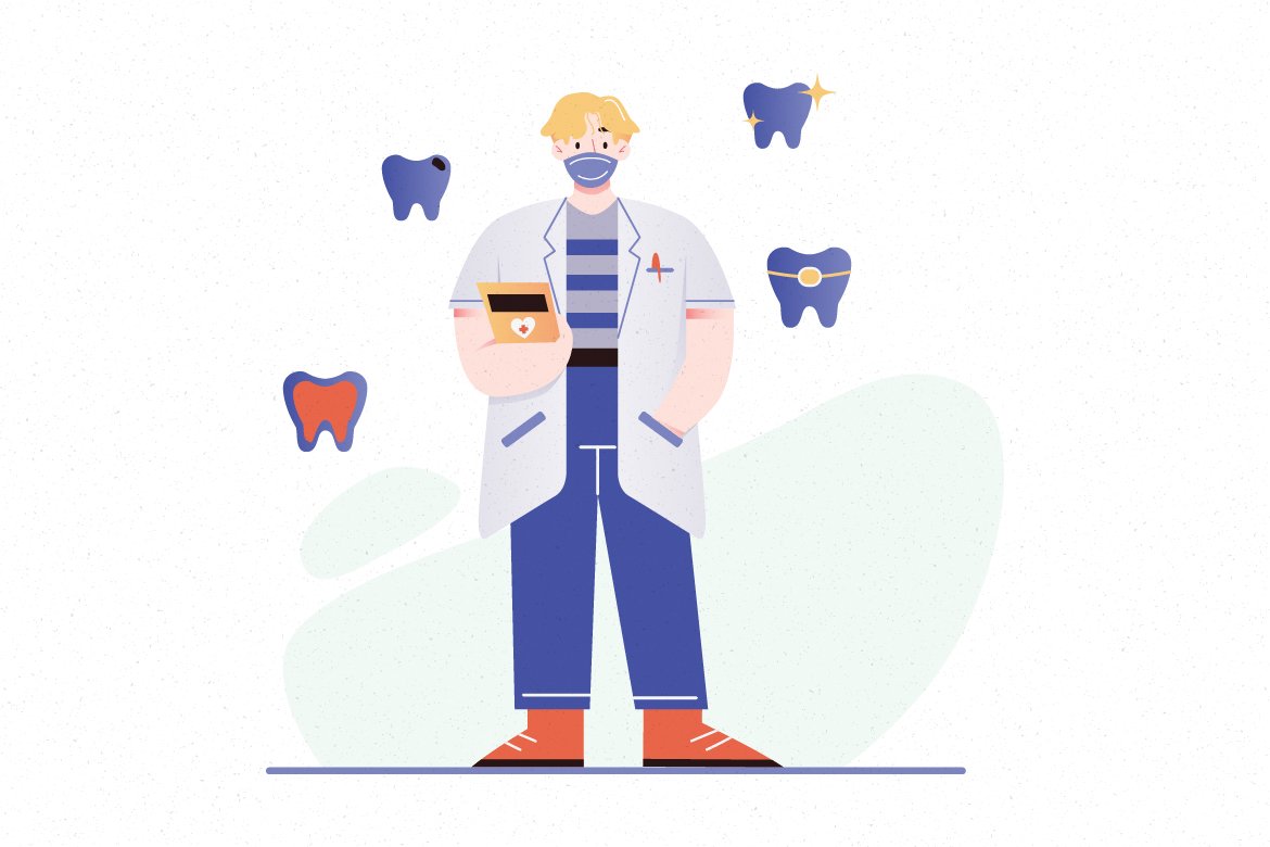 The Dentist at Work Illustration preview image.
