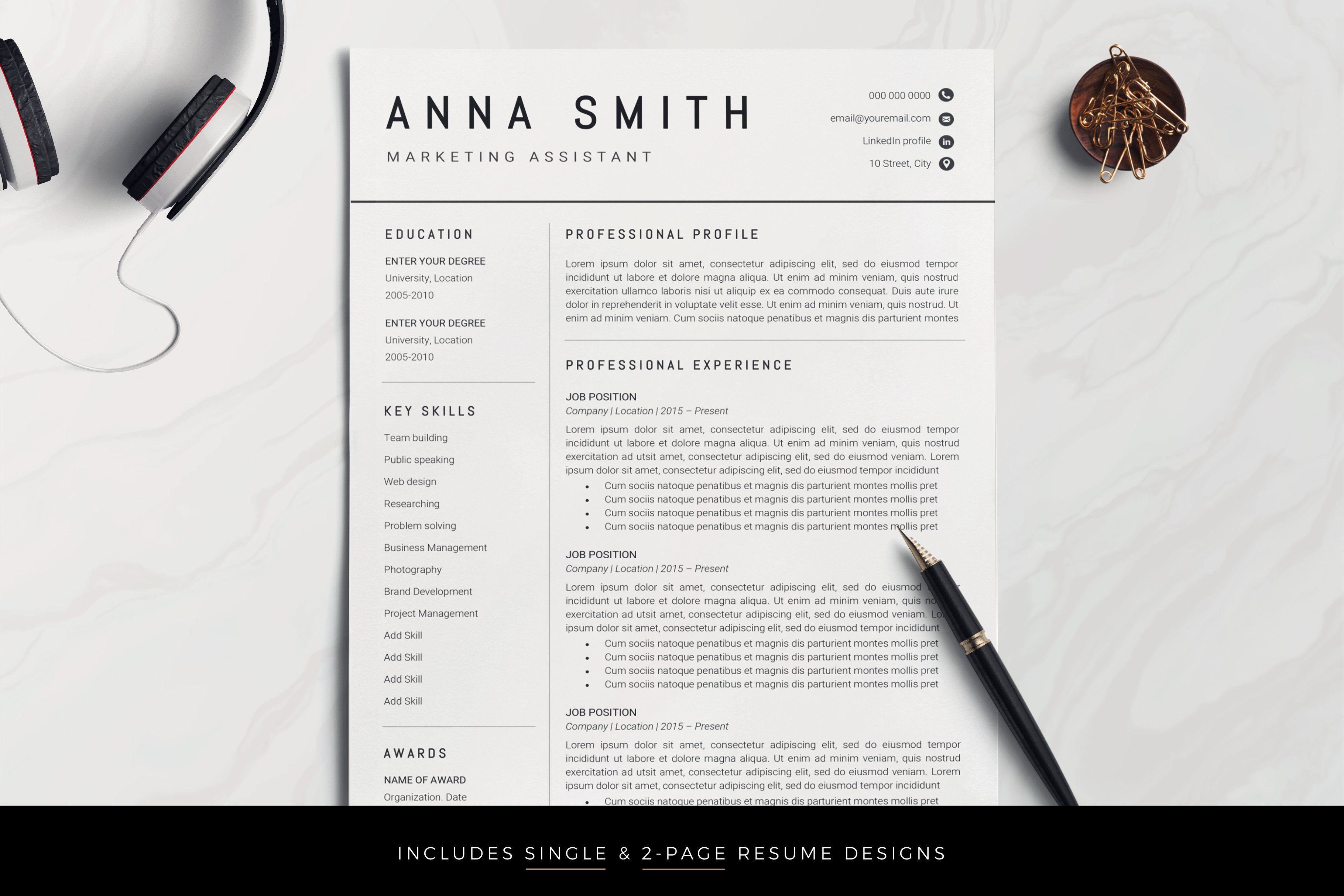 Resume Template / CV cover image.
